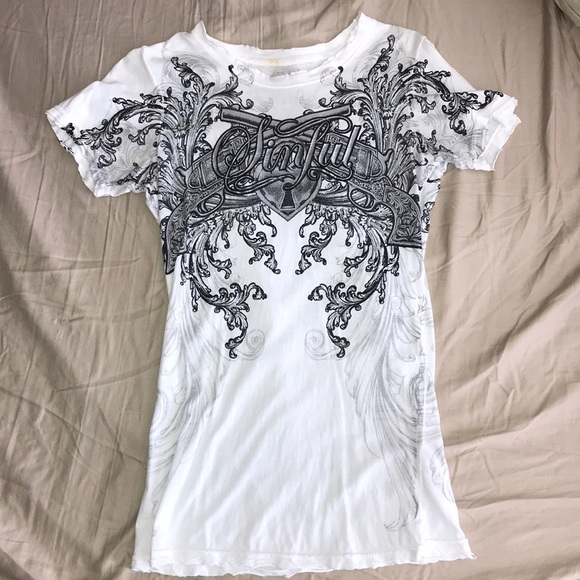 Sinful Tops - Sinful Short Sleeve White T-Shirt